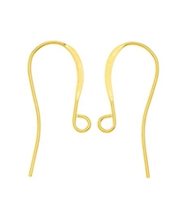 20pcs Gold plated Sterling Silver 18mm Elegant Earring Hooks Ear Wire Connectors (~0.5mm wire) #SS217-G